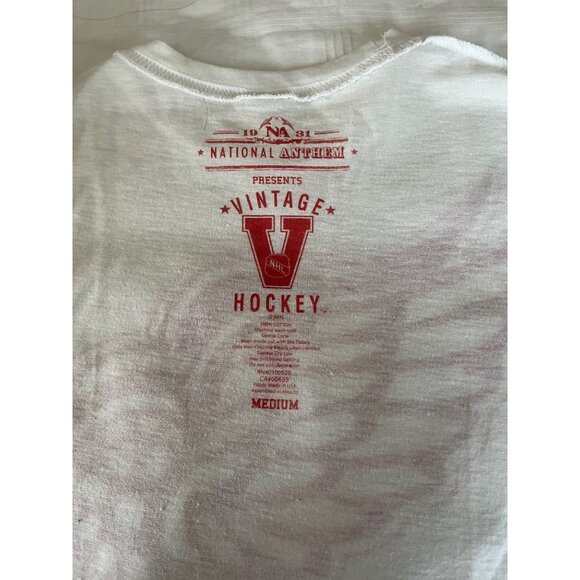 Vtg Women's Detroit Red Wings Hockey White Red T-Shirt 1931 National Anthem Pres - Picture 5 of 9